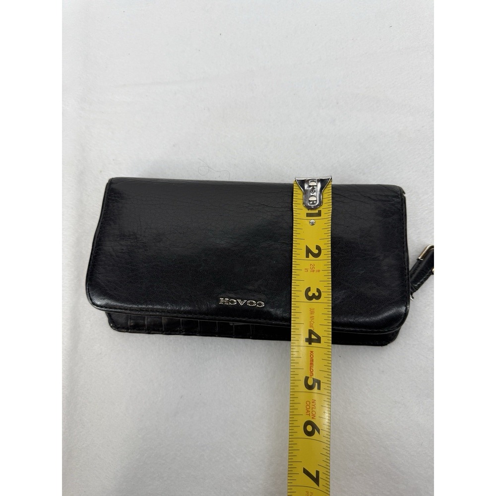 Coach Black Leather Bifold Wallet Zipper Clutch - Picture 8 of 9